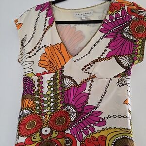 Trina Turk Multicolor Floral V-Neck Blouse